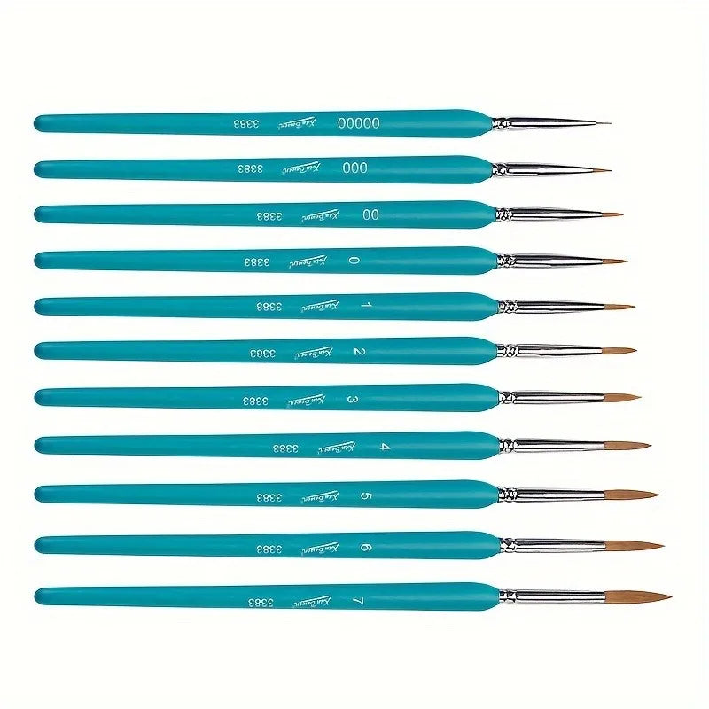 11-Piece Premium Wooden Paint Brush Set