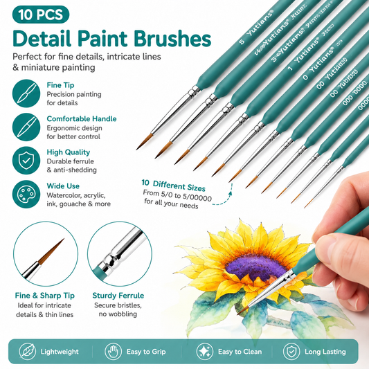 11-Piece Premium Wooden Paint Brush Set