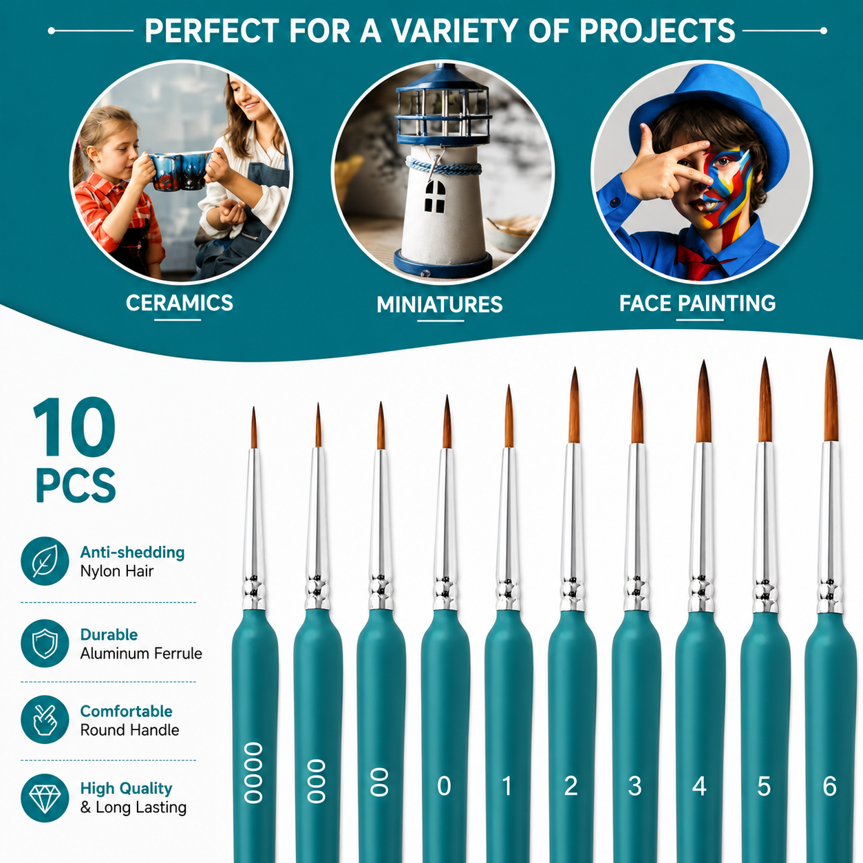 11-Piece Premium Wooden Paint Brush Set
