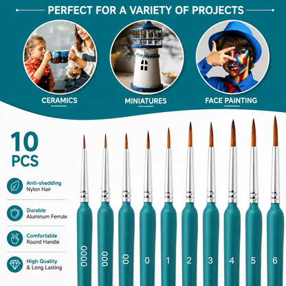 11-Piece Premium Wooden Paint Brush Set